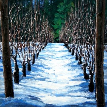 425x424 Winter Vineyard - Winter Season Painting