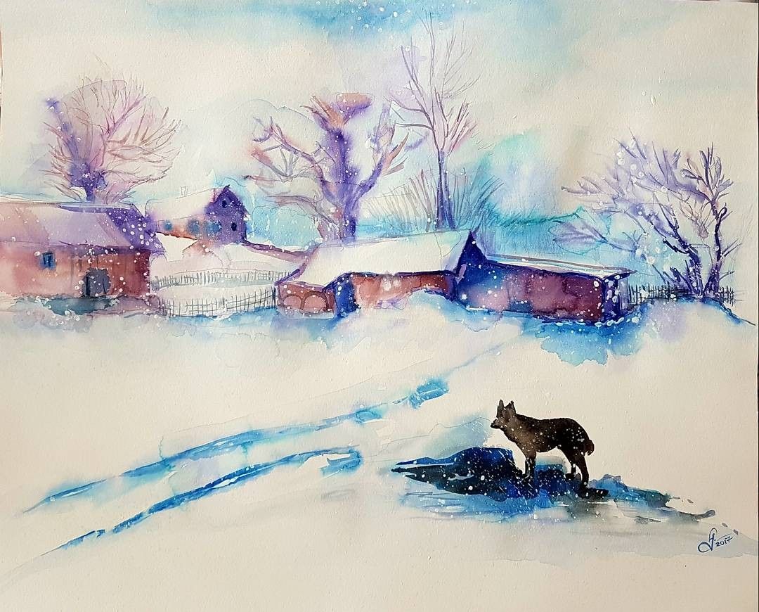 1080x870 Embrace - Winter Season Painting