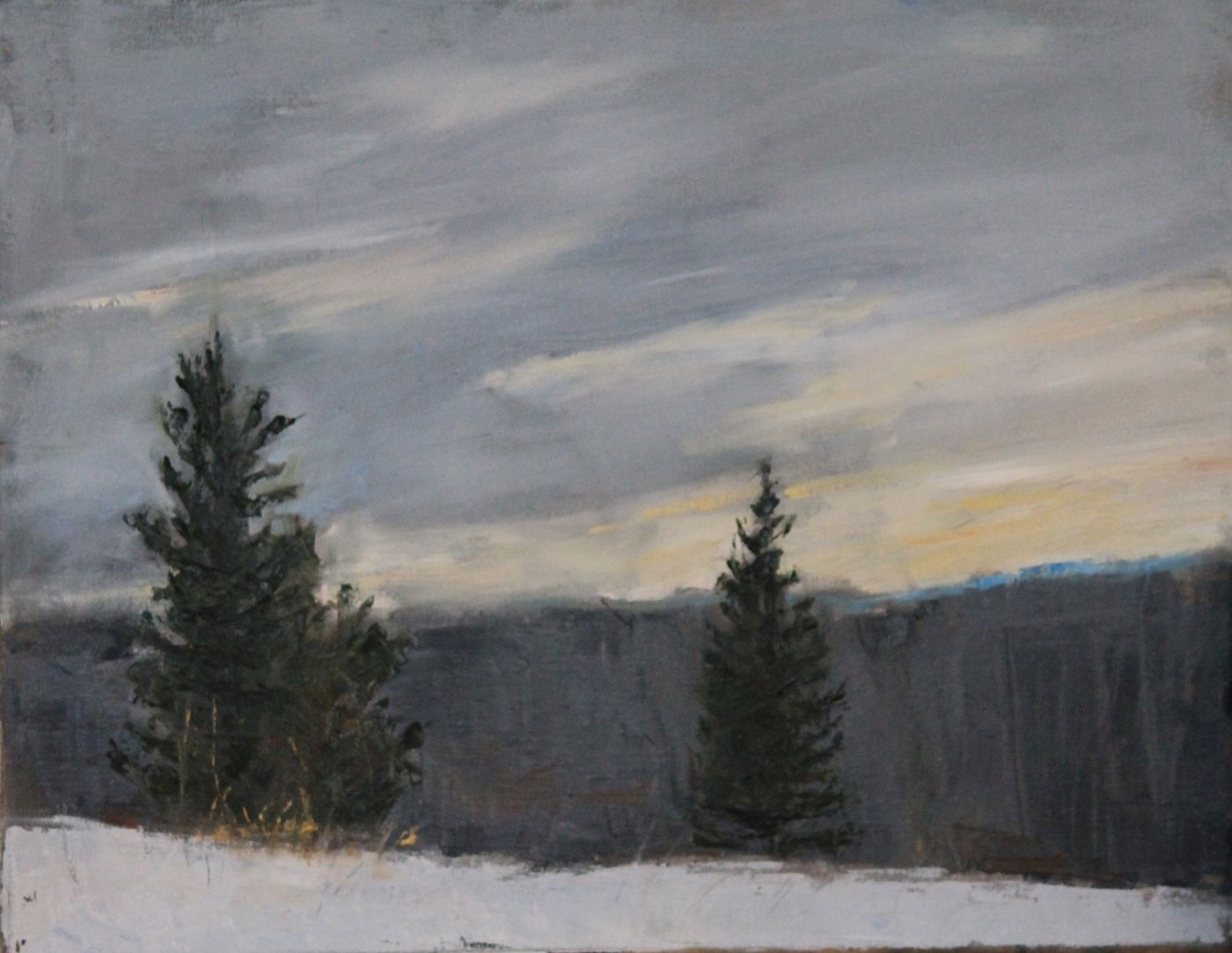 1400x1083 Winter Sky Original Oil Painting Painted Outside En Plein Air - Winter Sky Painting