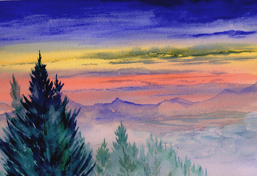900x617 Winter Sky Painting By Brenda Owen - Winter Sky Painting