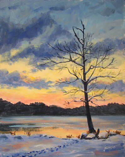 Winter Sunset Painting