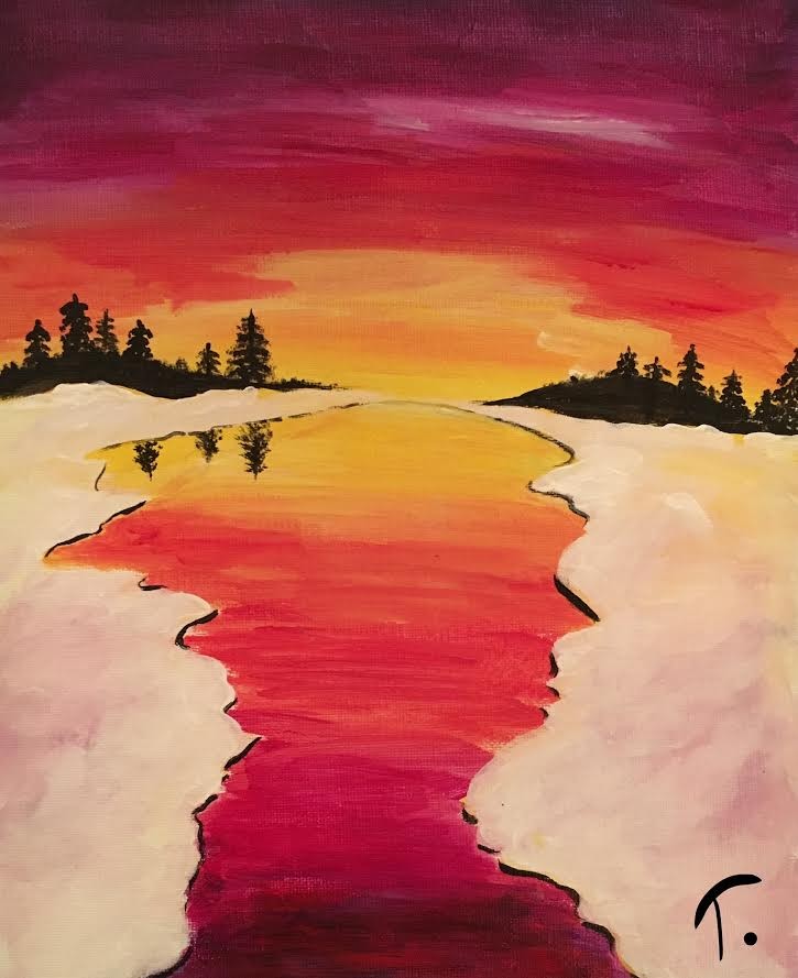725x889 Winter Sunset - Winter Sunset Painting