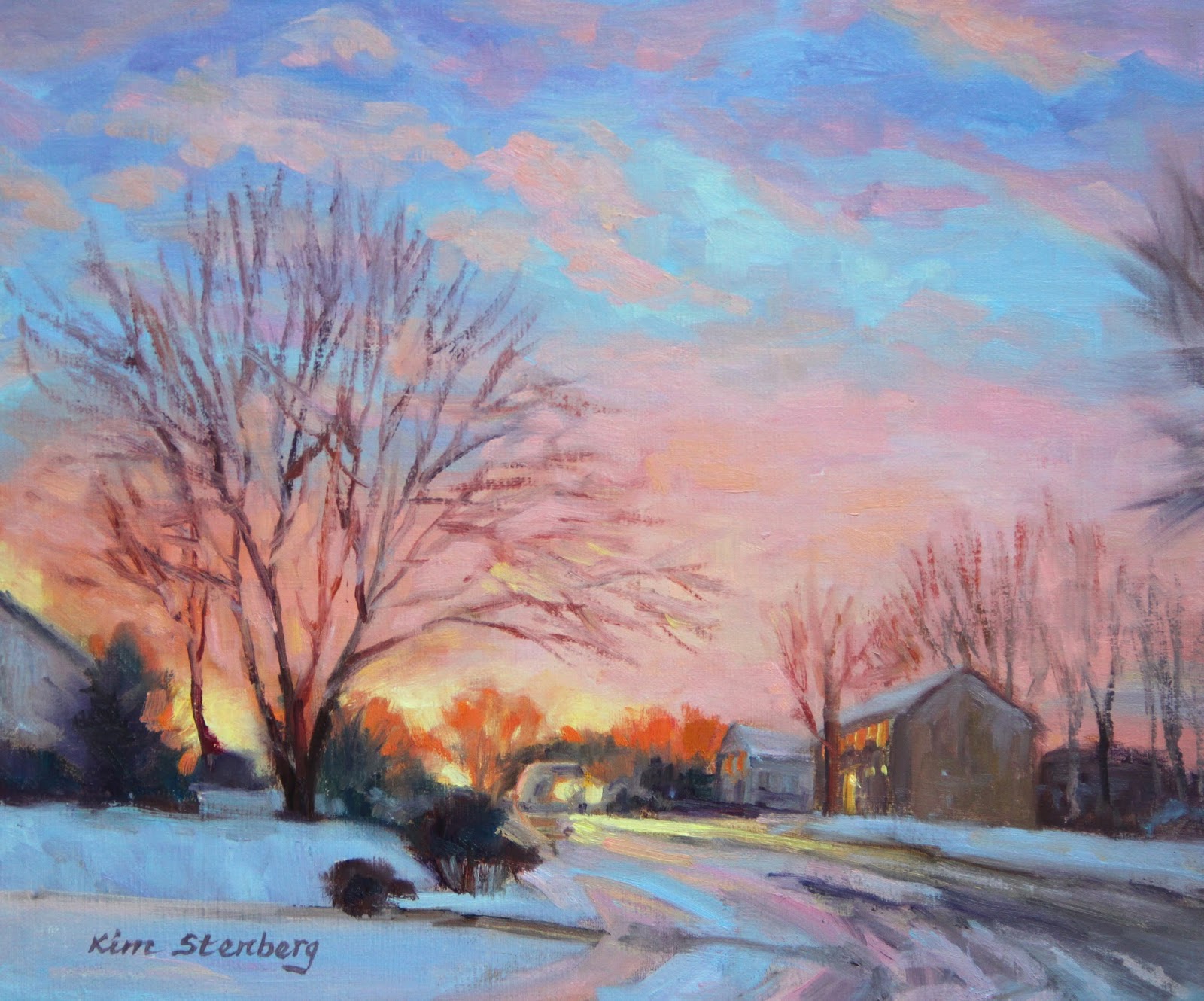1600x1330 Kim Stenberg's Painting Journal Winter Sunset (Oil On Linen 10 - Winter Sunset Painting