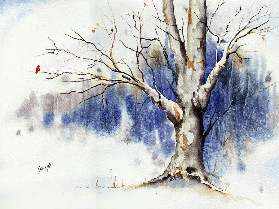 900x675 Untitled Winter Tree Painting By Sam Sidders - Winter Tree Painting