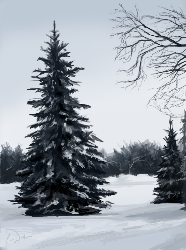 770x1032 Winter Tree Speed Paint By Charfade - Winter Tree Painting