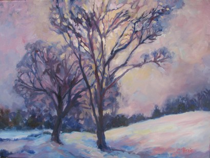 410x310 Winter Trees, Frosty Air Cheryl Peddie - Winter Tree Painting
