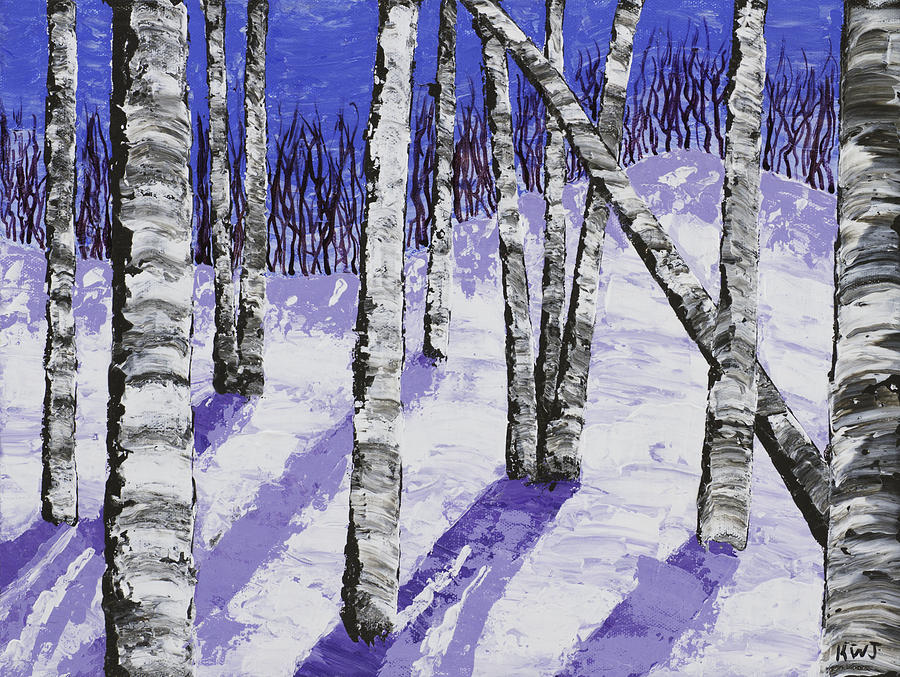 900x677 Painting Of White Birch Trees In Winter Painting By Keith Webber Jr - Winter Tree Painting