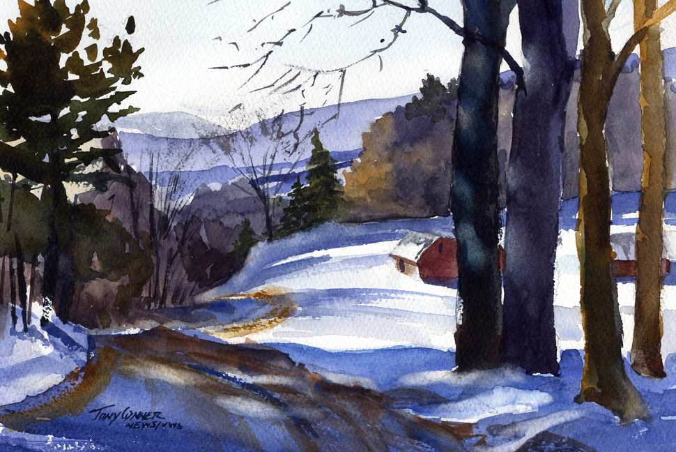 970x648 Winter Archival Limited Edition Glicee' Art Print - Winter Watercolor Painting