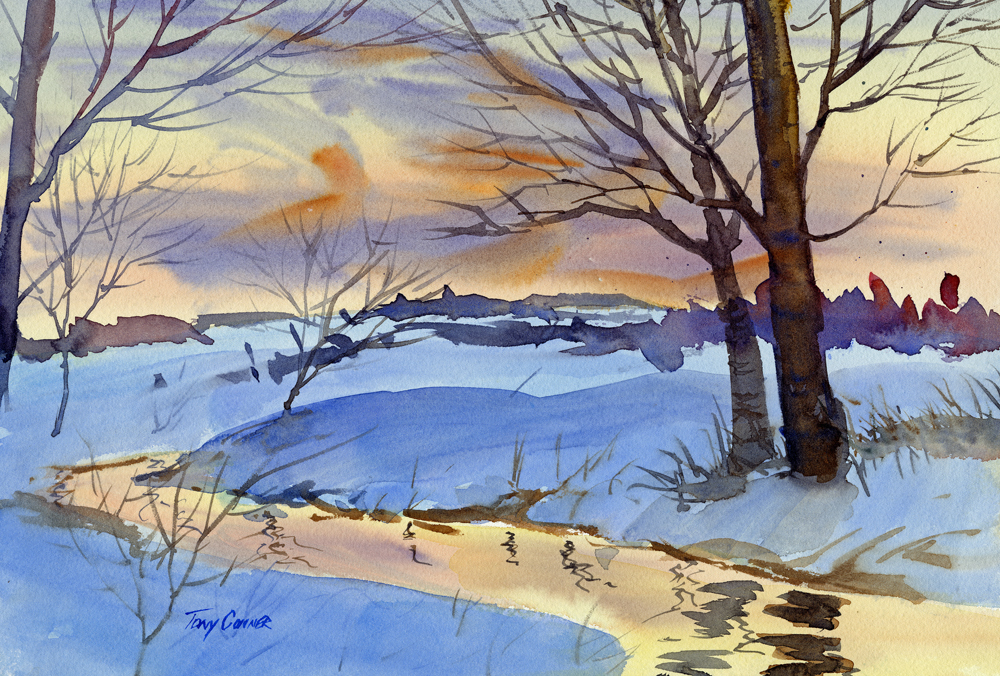 1000x676 Winter Light Archival Limited Edition Glicee' Art - Winter Watercolor Painting