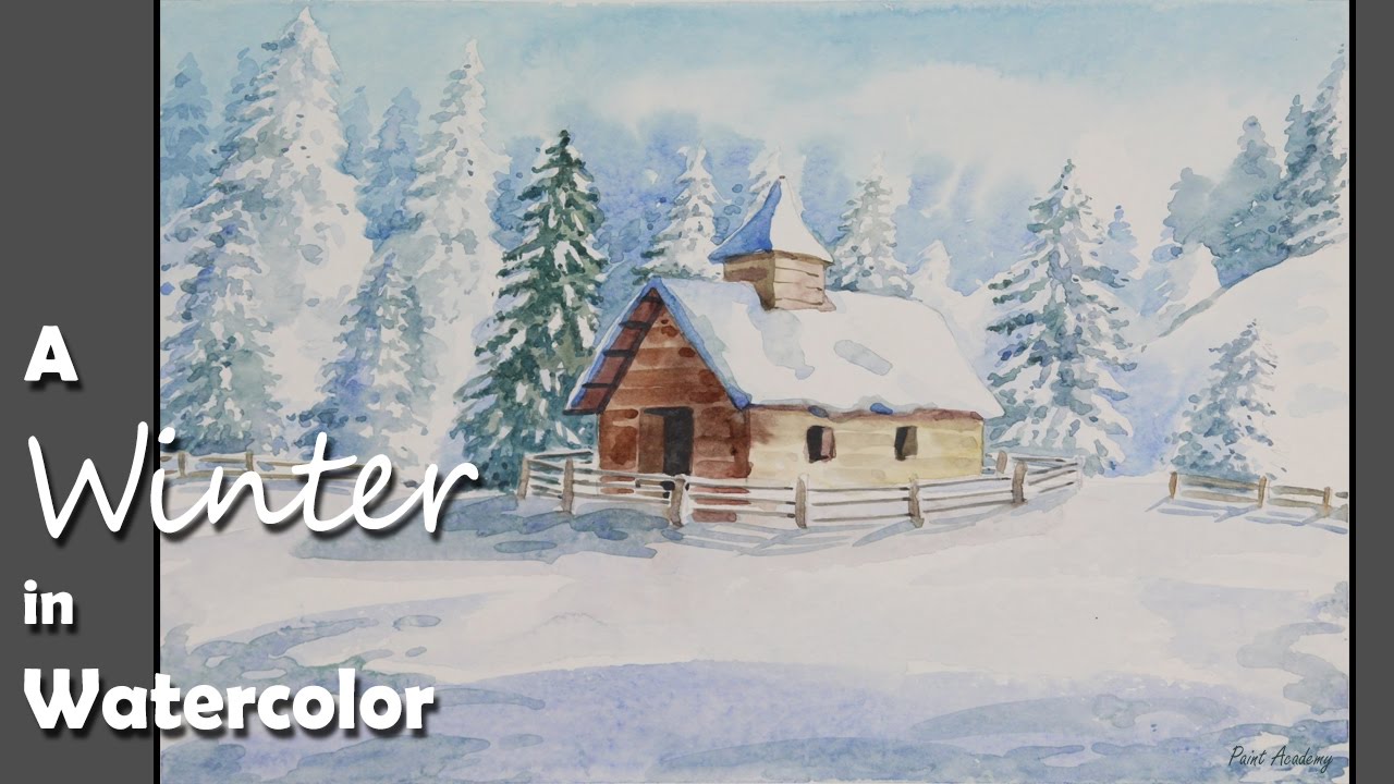 1280x720 How To Paint A Winter Landscape In Watercolor - Winter Watercolor Painting