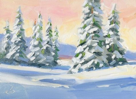 475x345 Winter Wonderland, Impressionist Oil Painting By Tom Brown - Winter Wonderland Painting