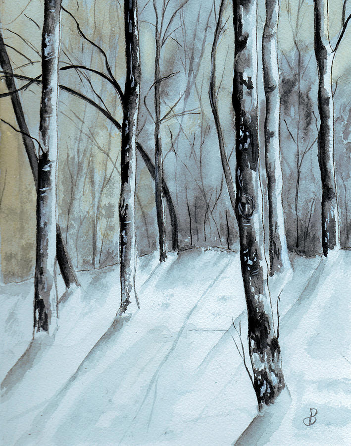 709x900 Maine Winter Woods Painting By Brenda Owen - Winter Woods Painting