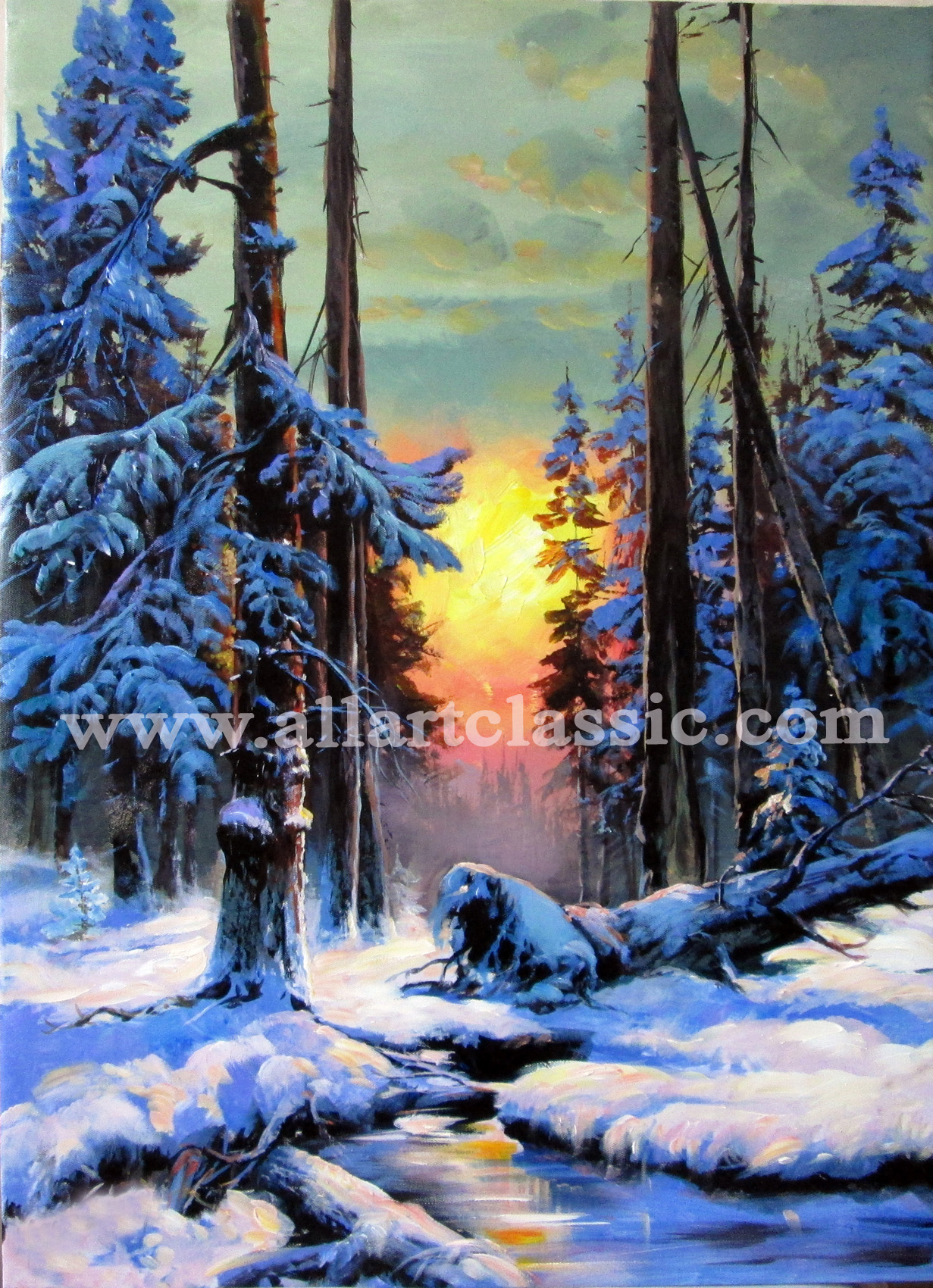 1231x1700 Art Reproductions And Original Oil Paintings Landscapes, Winter - Winter Woods Painting