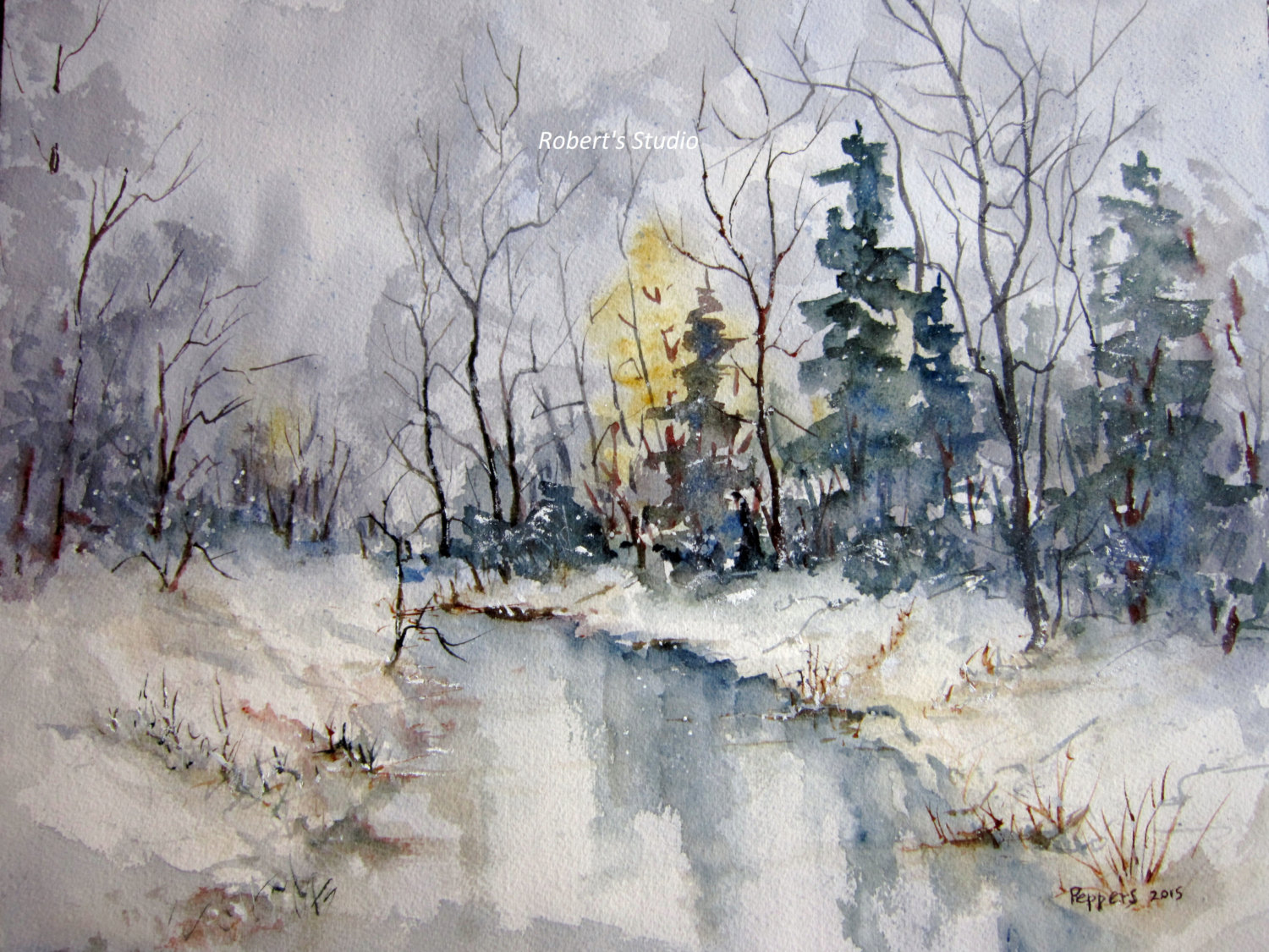 Winter Woods Painting at PaintingValley.com | Explore collection of ...