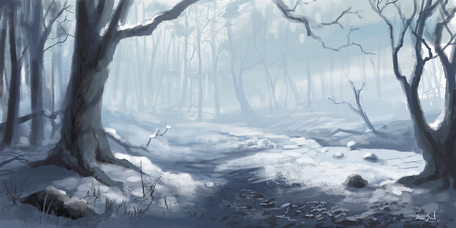 900x450 Winter Wood Painting By Sean Seal - Winter Woods Painting
