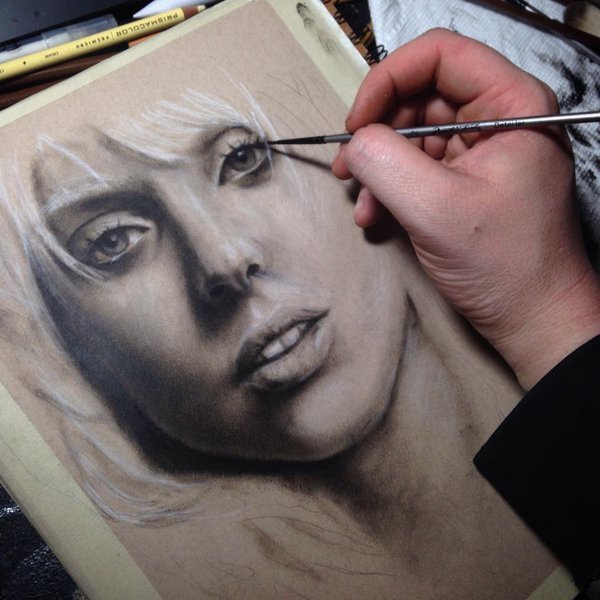 600x600 Lady Gaga Portrait Dry Brush Oil Painting Wip By Machammac - Wip Painting