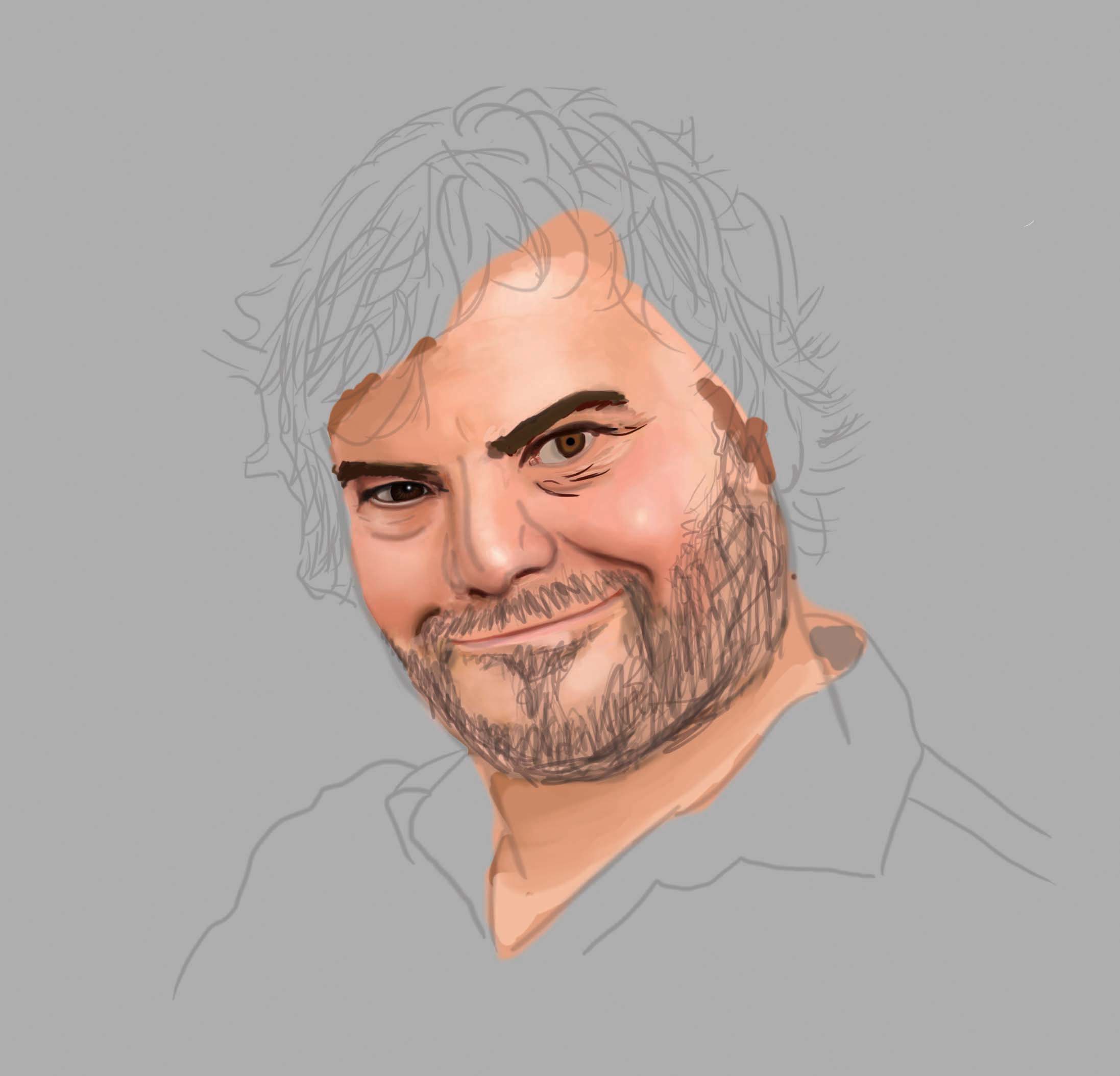 2194x2108 Painting Of Jack Black Wip 3d Ramm - Wip Painting