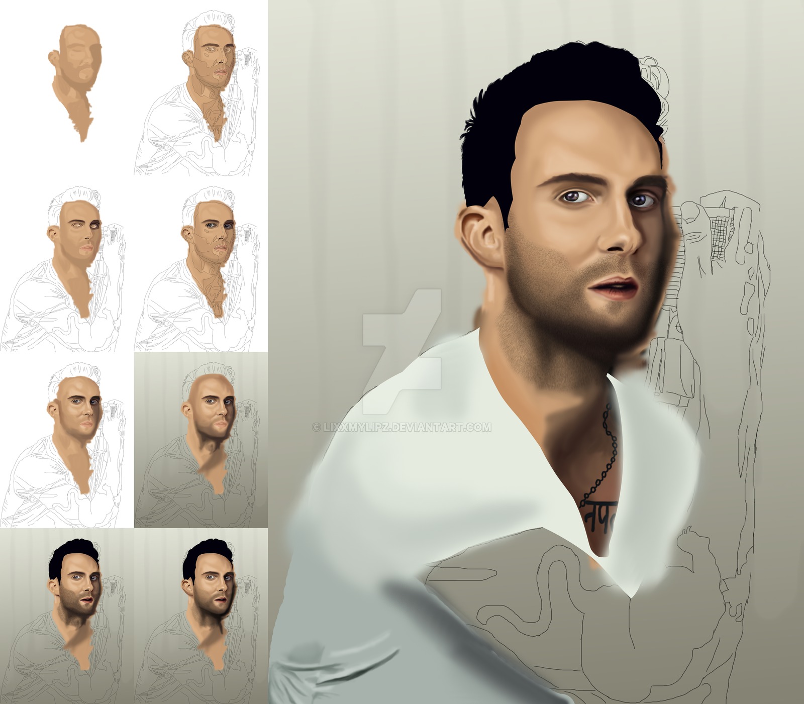 1600x1401 Adam Levine Digital Painting Wip By Lixxmylipz - Wip Painting