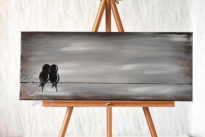 720x480 Birds On A Wire Canvas Painting Linda Fehlen Gallery - Wire Painting