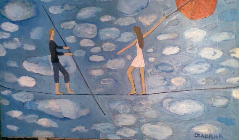 770x451 Saatchi Art Couple On The Wire Painting By Silvana Spasic - Wire Painting