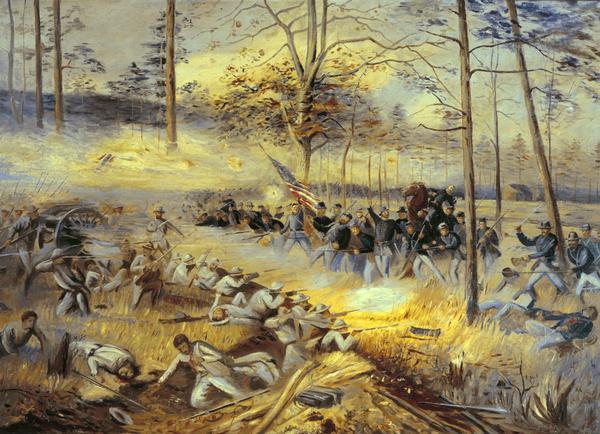 600x434 Battle Of Chickamauga, 1863 Painting Wisconsin Historical Society - Wisconsin Painting