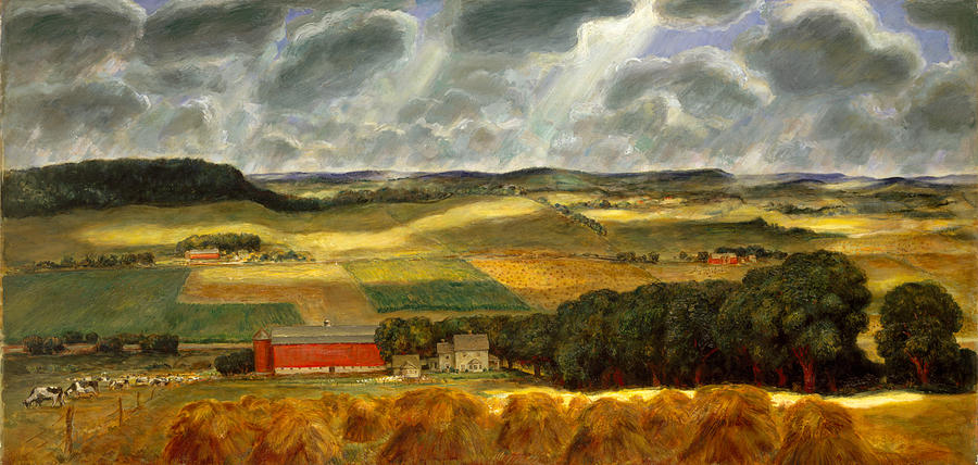 900x428 Wisconsin Landscape Painting By John Steuart Curry - Wisconsin Painting