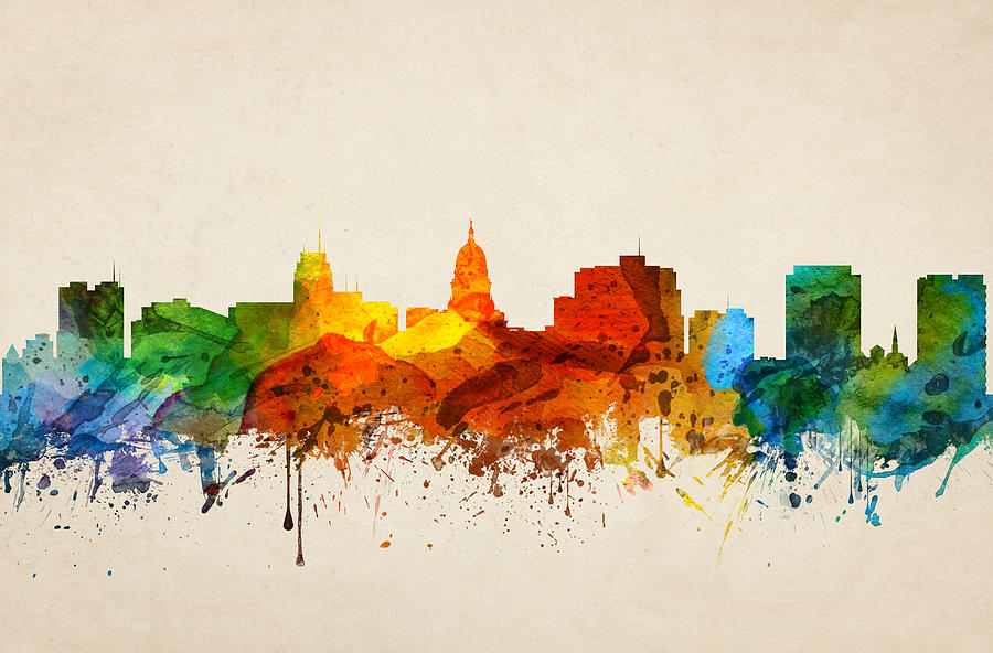 900x592 Madison Wisconsin Skyline 16 Painting By Aged Pixel - Wisconsin Painting