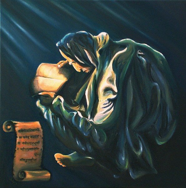 594x600 Contemporary, Painting, Old Man, Wisdom, Reading A Book, Reading - Wisdom Painting