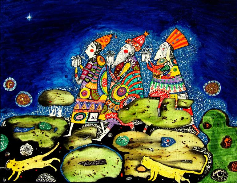 770x596 Saatchi Art The Three Wise Men Painting By Natalia Pastushenko - Wise Men Painting