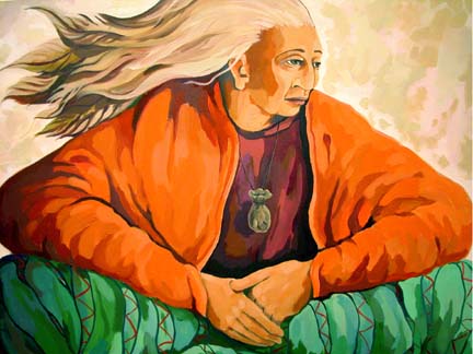 432x324 Native American Elder Woman, Wise Woman, Magic Fantasy Art - Wise Woman Painting
