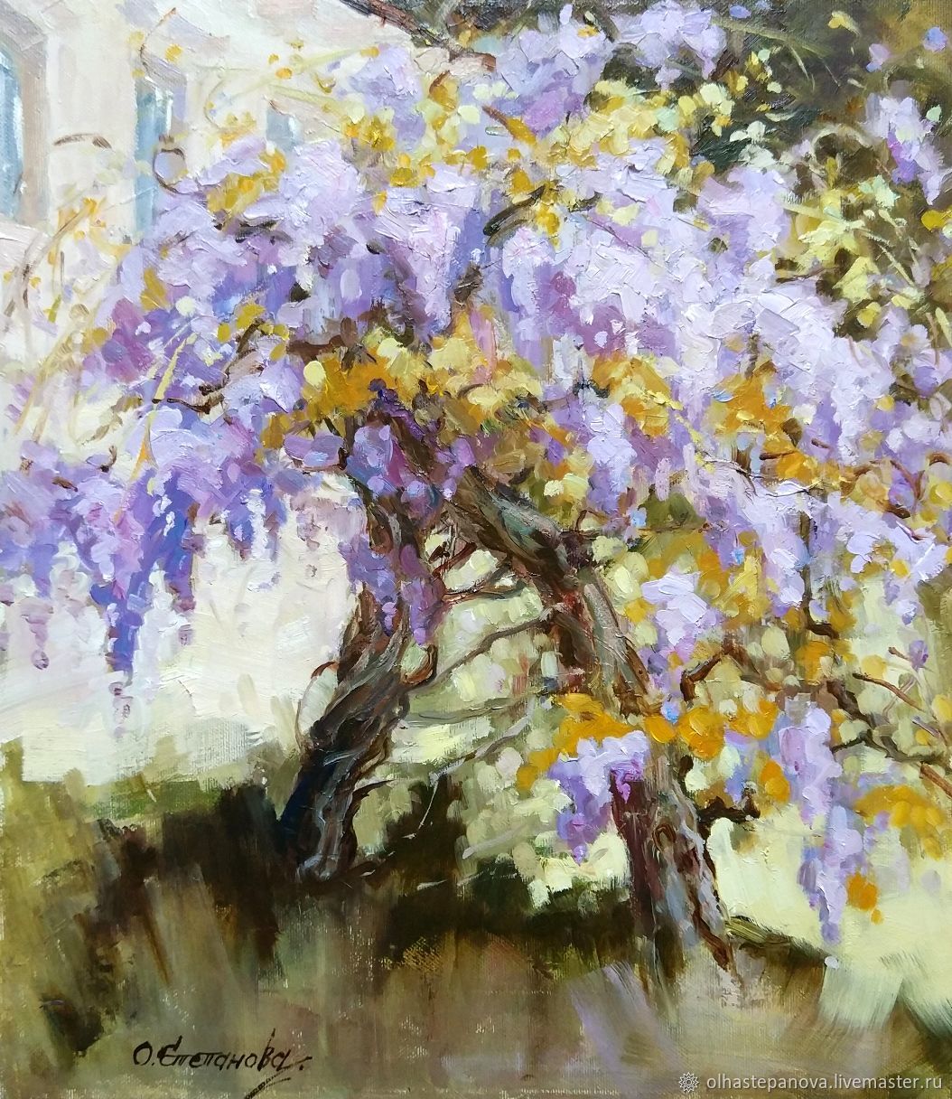 1054x1216 Oil Painting In The Arms Of Wisteria Shop Online On Livemaster - Wisteria Painting