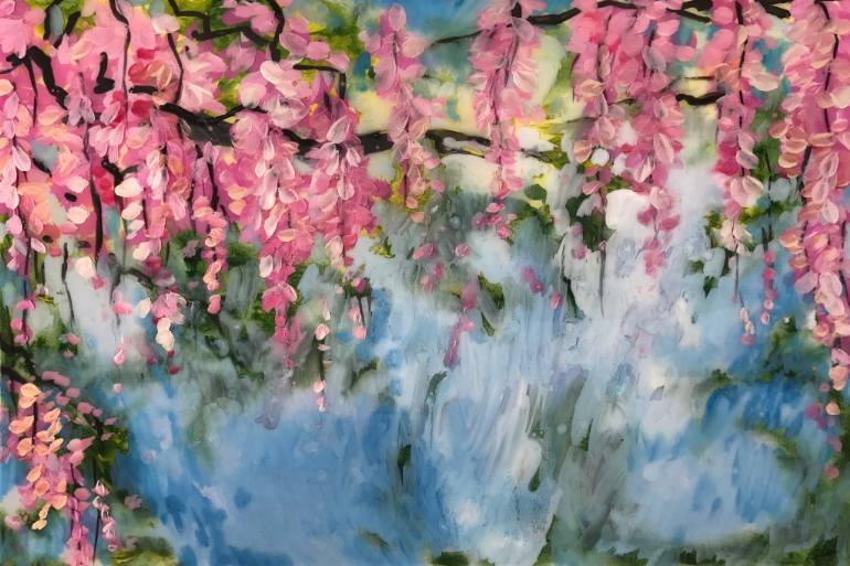 770x513 Saatchi Art Pink Wisteria Painting By Daphne Anna Hillandstump - Wisteria Painting
