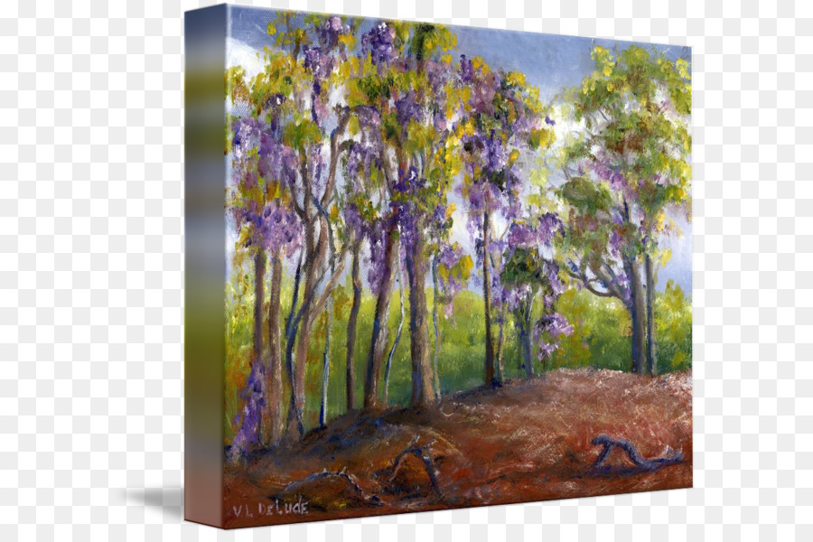 900x600 Painting Tree Canvas Print Acrylic Paint Art - Wisteria Tree Painting