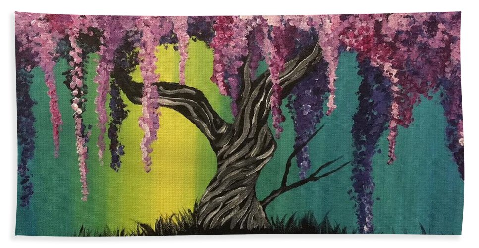 967x500 Wisteria Tree Beach Towel For Sale By Queen Shy - Wisteria Tree Painting