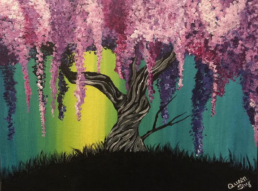 900x666 Wisteria Tree Painting By Queen Shy - Wisteria Tree Painting