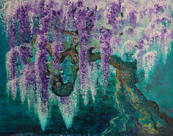 600x473 Wisteria In Full Bloom - Wisteria Tree Painting