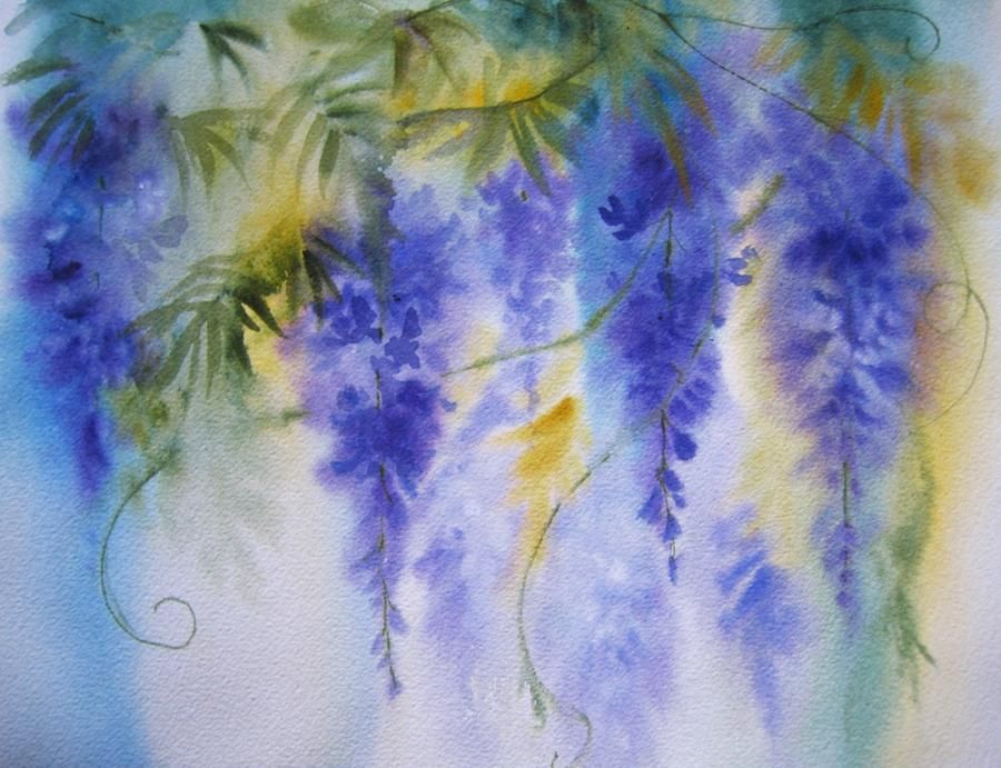 900x691 Wisteria Tree Acrylic Painting - Wisteria Tree Painting