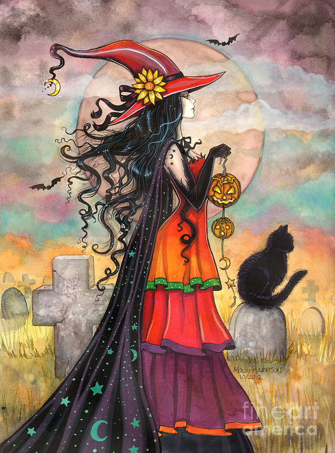 667x900 Witch Way Painting By Molly Harrison - Witch Painting