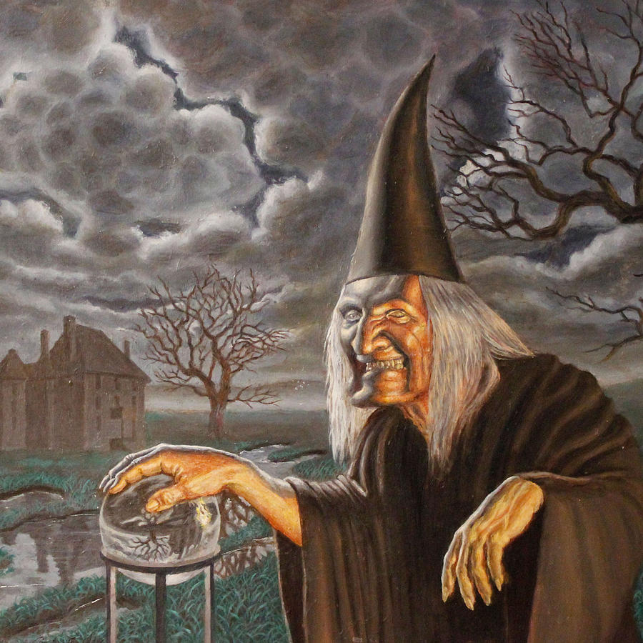 900x900 Dreams In The Witch House Painting By Andrew Gardner - Witch Painting