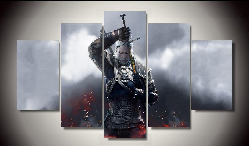 873x512 No Frame Pictures Hd Printed Witcher 3 Wild Hunt Geralt 5 Pcs Oil - Witcher 3 Which Painting