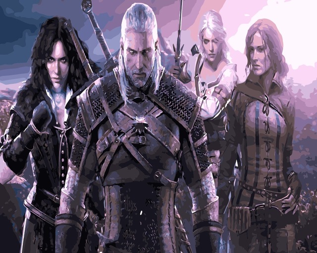 640x512 Mahuaf I457 The Witcher 3 Diy Painting By Numbers Hand Painted - Witcher Painting