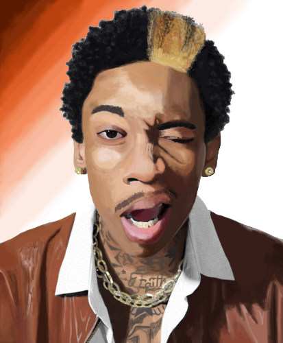 413x500 Wiz Khalifa Digital Painting Akimbeau - Wiz Khalifa Painting