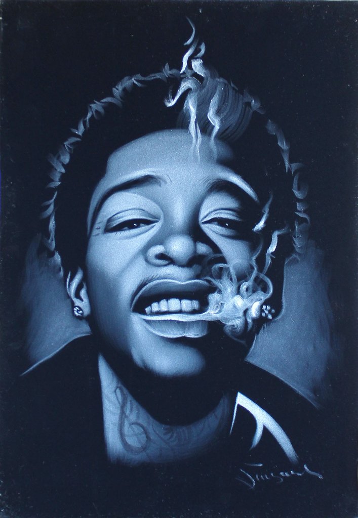 707x1024 Wiz Khalifa Portrait Rapper Cameron Jibril Thomaz Original Oil - Wiz Khalifa Painting