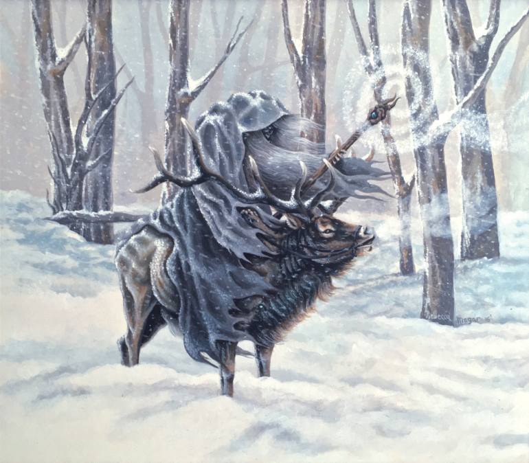 770x674 Saatchi Art Blue Wizard Painting By Rebecca Magar - Wizard Painting