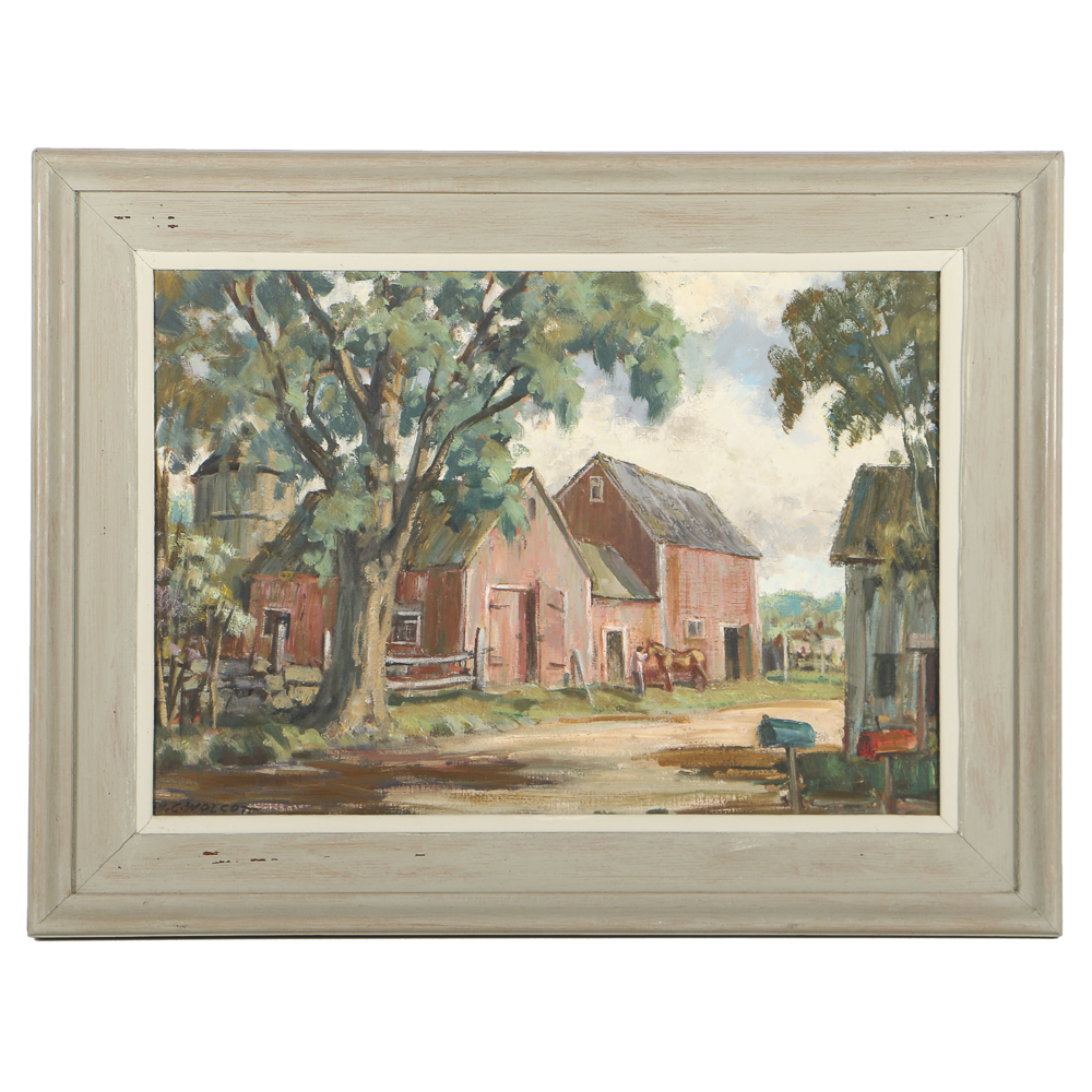1000x1000 Harold C. Wolcott Oil Painting On Canvas Rural Farm Scene Ebth - Wolcott Painting