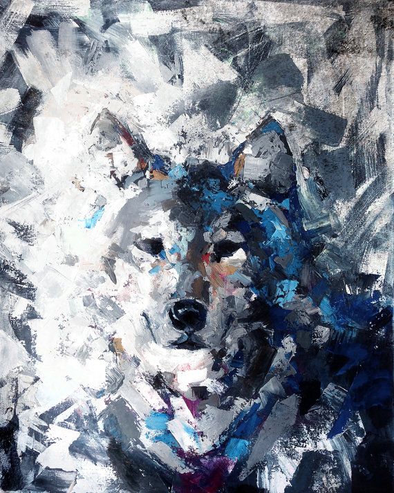 570x713 Oil Painting Wolf, Animal Art, Animal Print, Wildlife Art - Wolf Abstract Painting