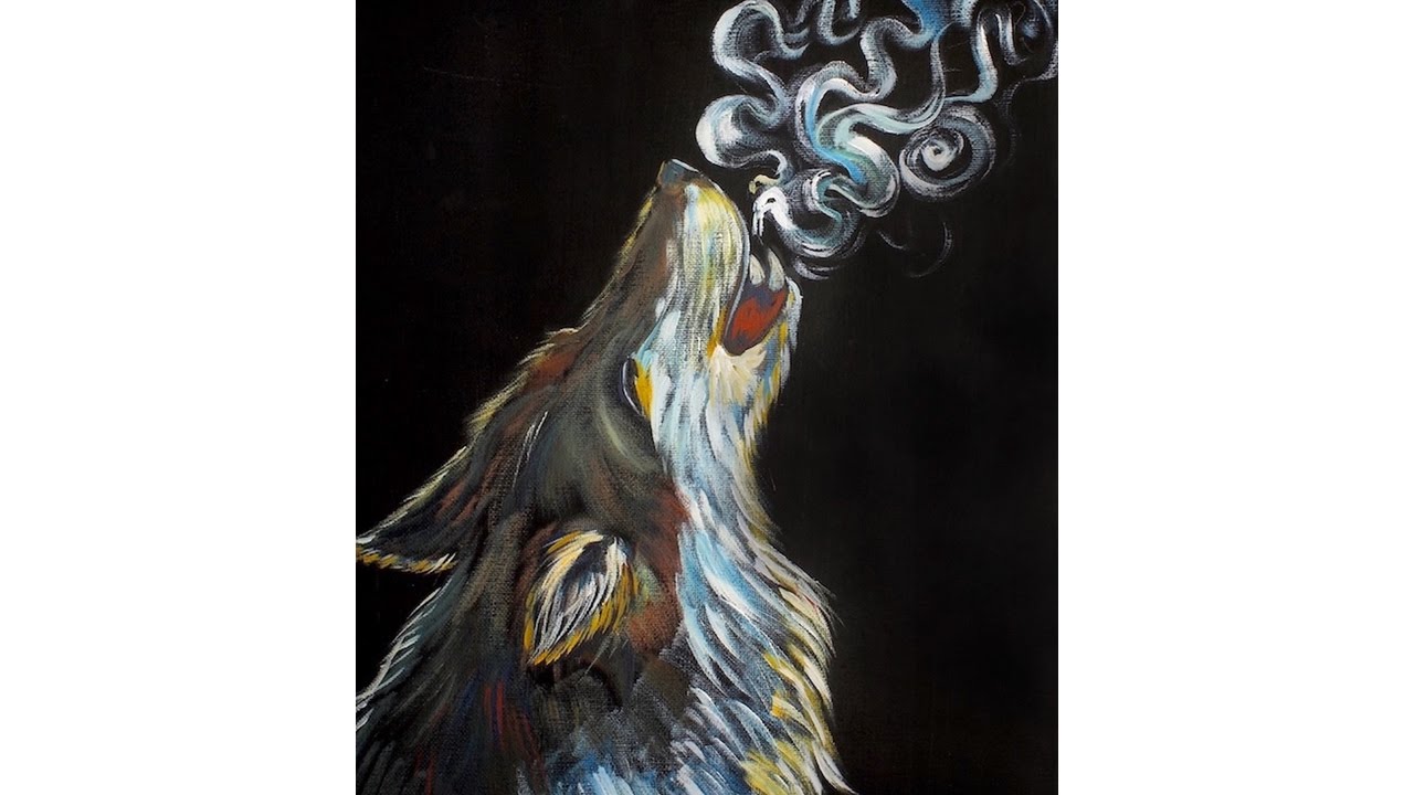 1280x720 Wolf Howling Step By Step Acrylic Painting On Canvas For Beginners - Wolf Abstract Painting
