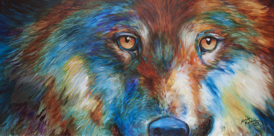 900x446 Wolf Abstract 3618 Painting By Marcia Baldwin - Wolf Abstract Painting