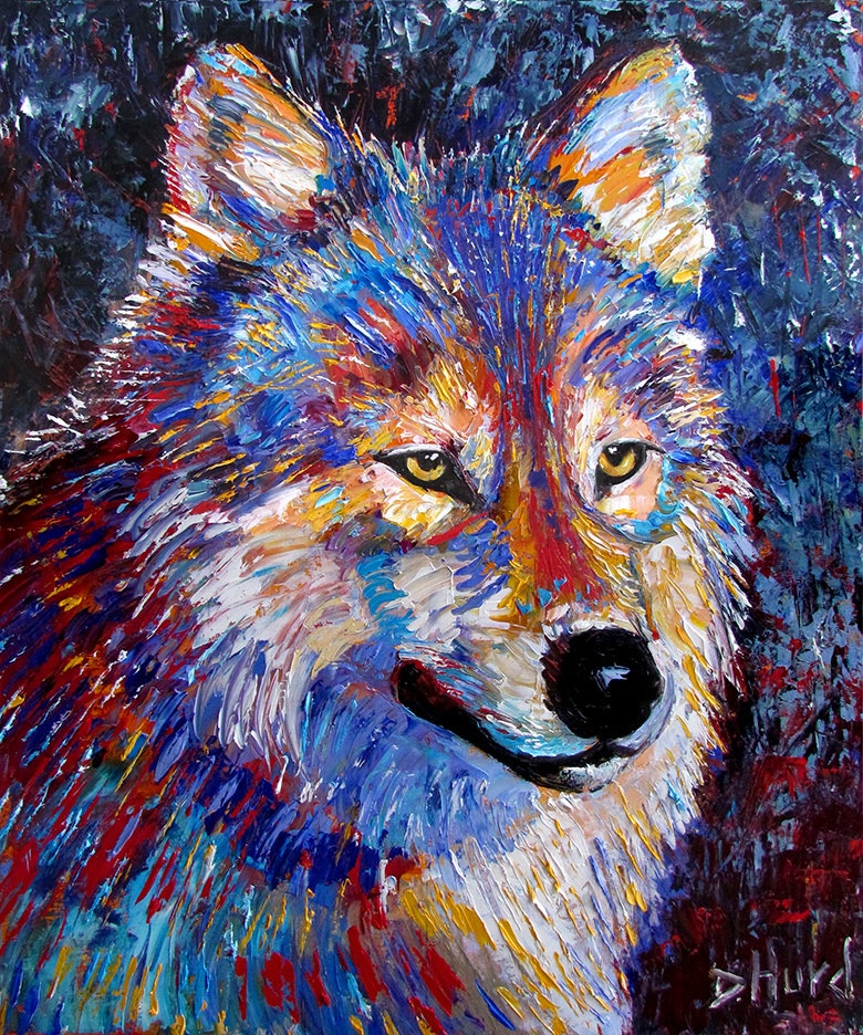 780x936 Wolf Art Original Oil Painting Wild Life Animal Paintings Fine Art - Wolf Abstract Painting