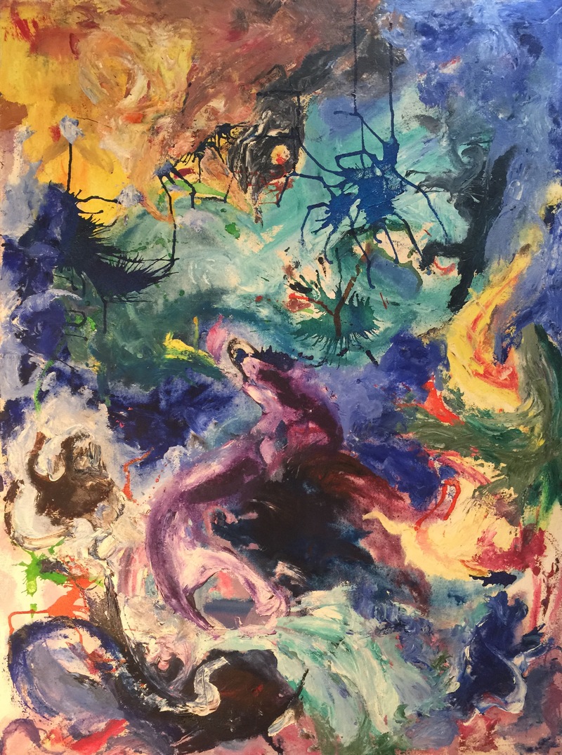 800x1076 Wolf Amp Ravens By Guillermo Garszon - Wolf Abstract Painting